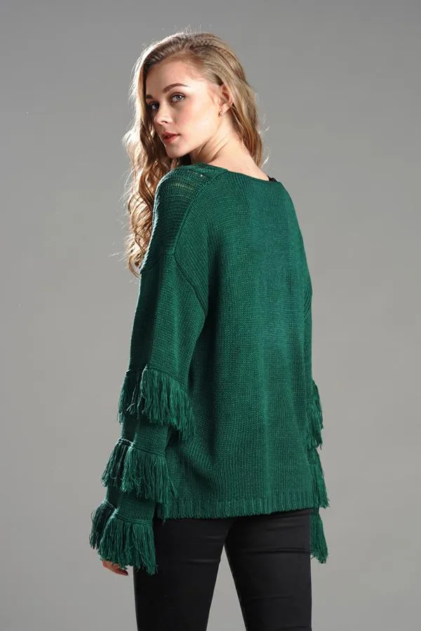 Wolffmode Chunky Knit Pom-Pom Fluffy Sweater