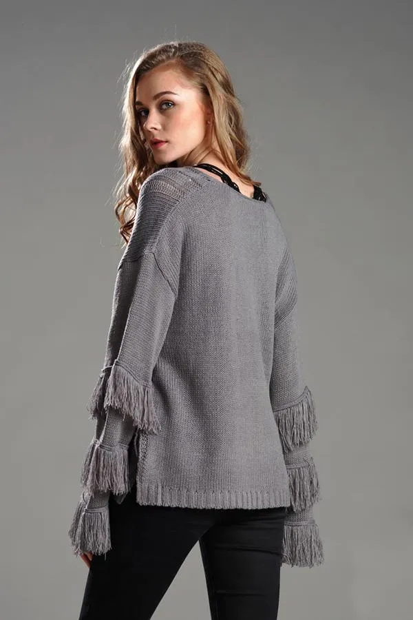 Wolffmode Chunky Knit Pom-Pom Fluffy Sweater