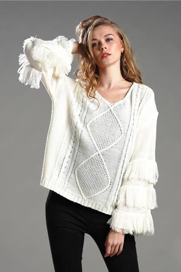 Wolffmode Chunky Knit Pom-Pom Fluffy Sweater