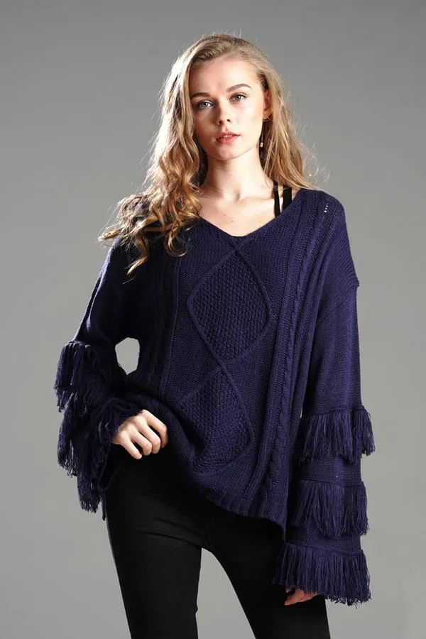 Wolffmode Chunky Knit Pom-Pom Fluffy Sweater