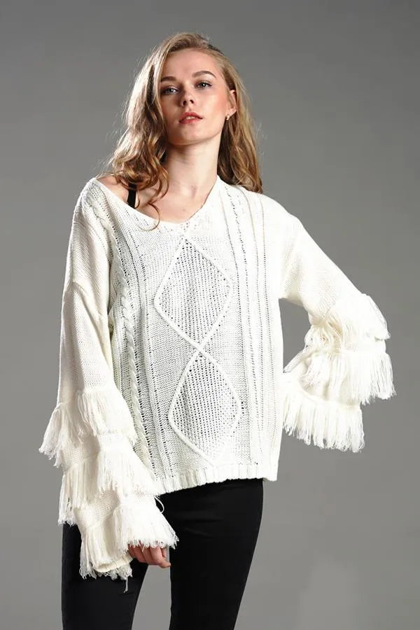 Wolffmode Chunky Knit Pom-Pom Fluffy Sweater