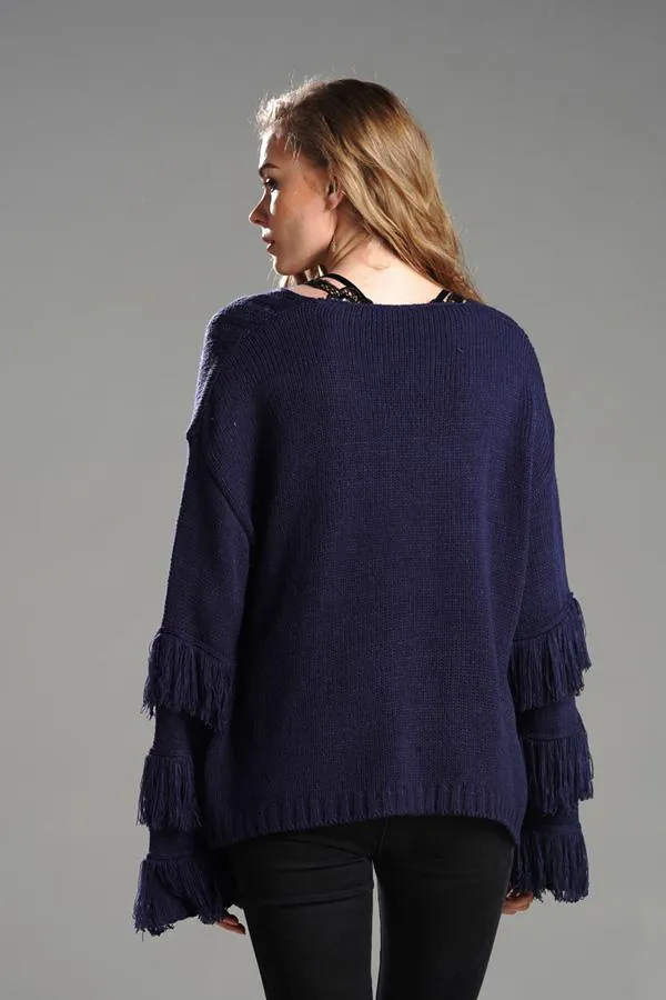 Wolffmode Chunky Knit Pom-Pom Fluffy Sweater