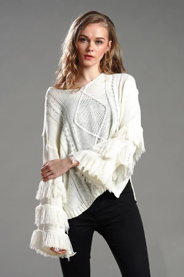 Wolffmode Chunky Knit Pom-Pom Fluffy Sweater