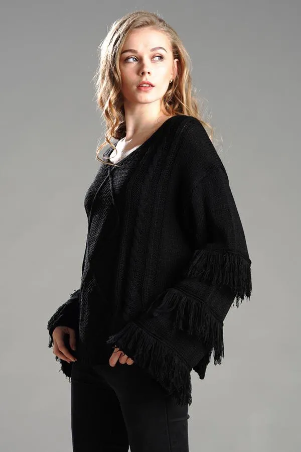 Wolffmode Chunky Knit Pom-Pom Fluffy Sweater