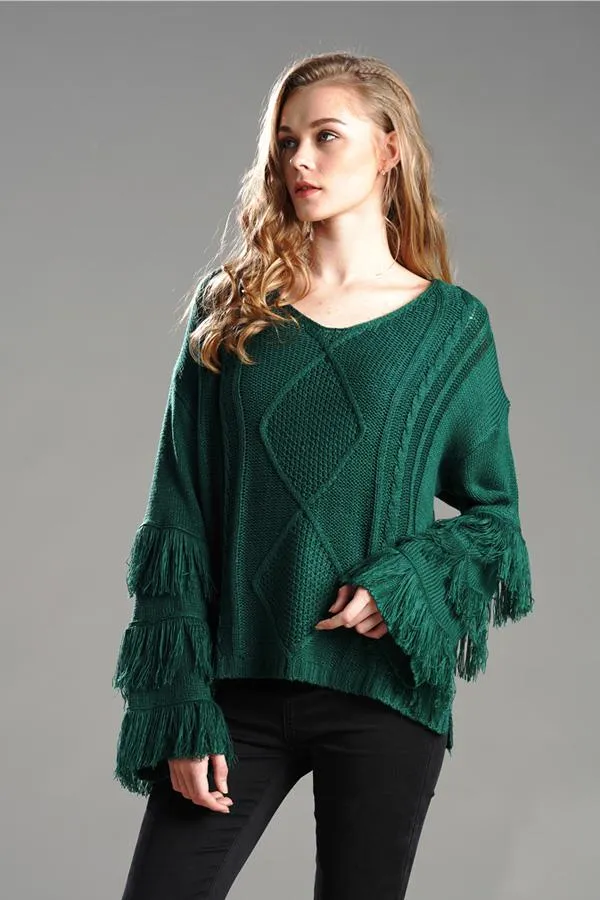 Wolffmode Chunky Knit Pom-Pom Fluffy Sweater