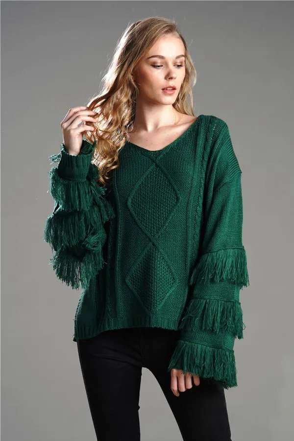Wolffmode Chunky Knit Pom-Pom Fluffy Sweater