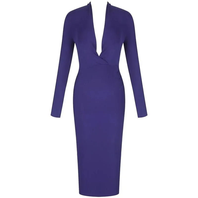 Women Bandage Dress New Arrivals Red Bandage Dress Bodycon V Neck Bandage Dress Long Sleeve Sexy Party Club