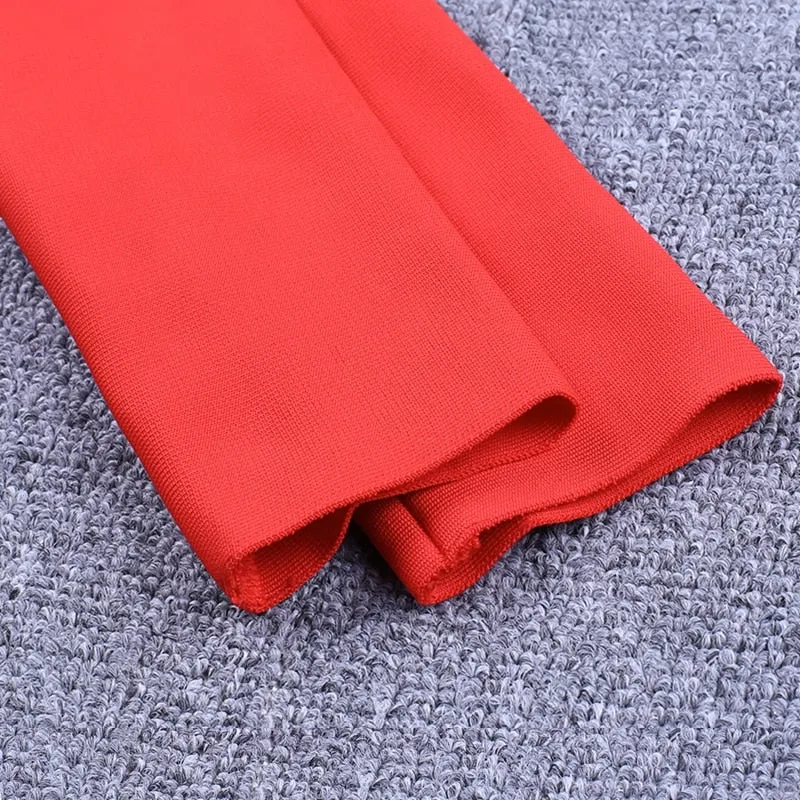 Women Bandage Dress New Arrivals Red Bandage Dress Bodycon V Neck Bandage Dress Long Sleeve Sexy Party Club