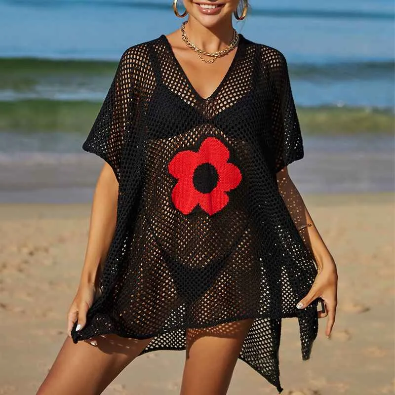 Women Casual Bikini Swimsuit Cover-Up Blouses Beach Tunic Dress One Size K529