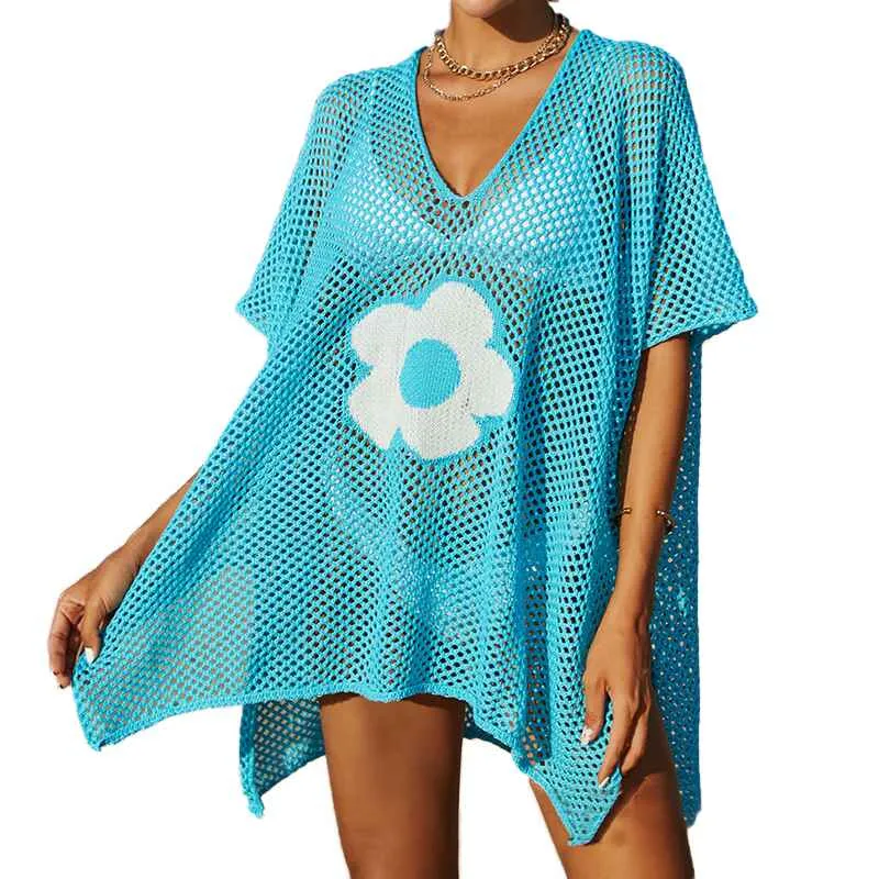 Women Casual Bikini Swimsuit Cover-Up Blouses Beach Tunic Dress One Size K529