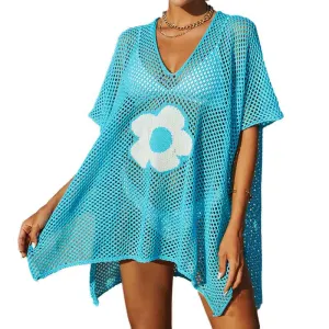 Women Casual Bikini Swimsuit Cover-Up Blouses Beach Tunic Dress One Size K529