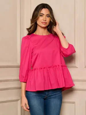WOMEN'S 3/4 SLEEVES PEPLUM TUNIC TOP