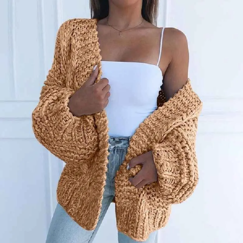 Womens Chunky Cardigan Cable Knit Oversized Open Front Cardigan Sweaters K001