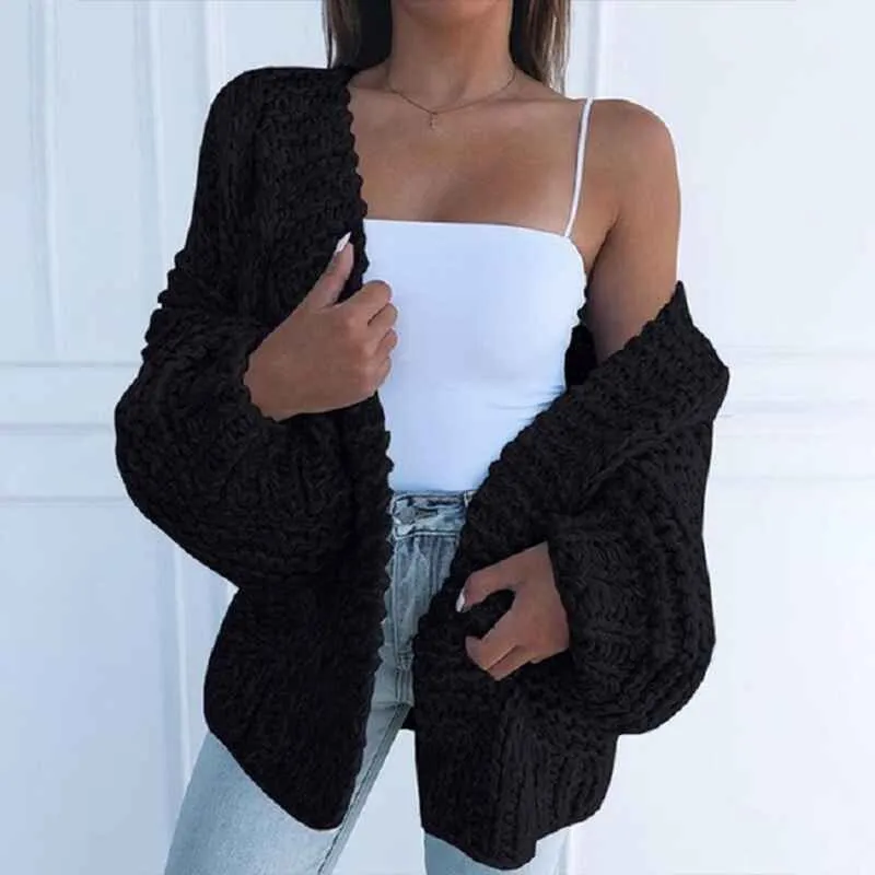 Womens Chunky Cardigan Cable Knit Oversized Open Front Cardigan Sweaters K001