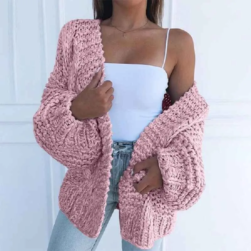 Womens Chunky Cardigan Cable Knit Oversized Open Front Cardigan Sweaters K001