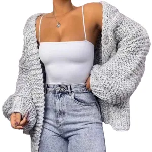 Womens Chunky Cardigan Cable Knit Oversized Open Front Cardigan Sweaters K001