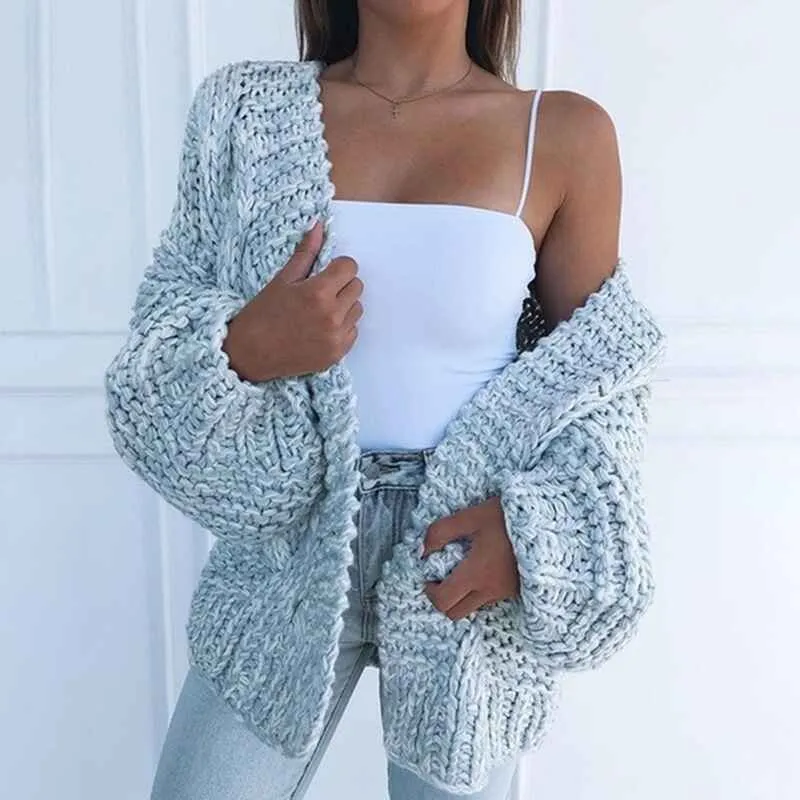 Womens Chunky Cardigan Cable Knit Oversized Open Front Cardigan Sweaters K001
