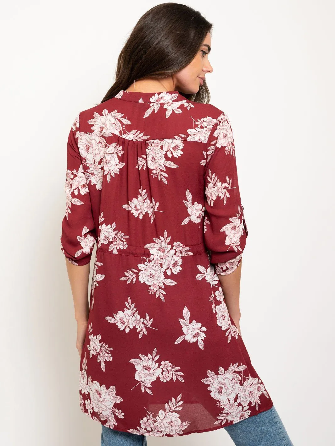 WOMEN'S FLORAL 3/4 SLEEVES TUNIC TOP