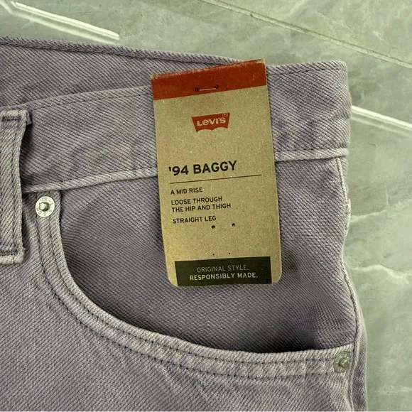 Women's Levi's Purple '94 Baggy Mid-Rise Straight Leg Jeans 100% Cotton 32 x 31