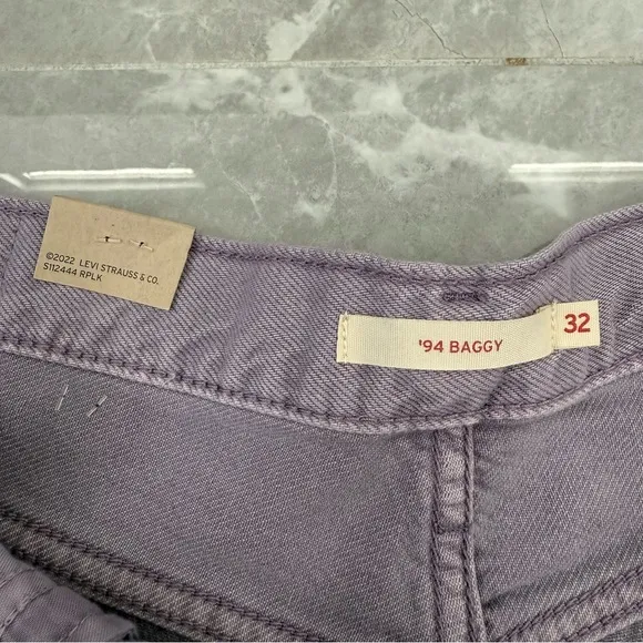 Women's Levi's Purple '94 Baggy Mid-Rise Straight Leg Jeans 100% Cotton 32 x 31