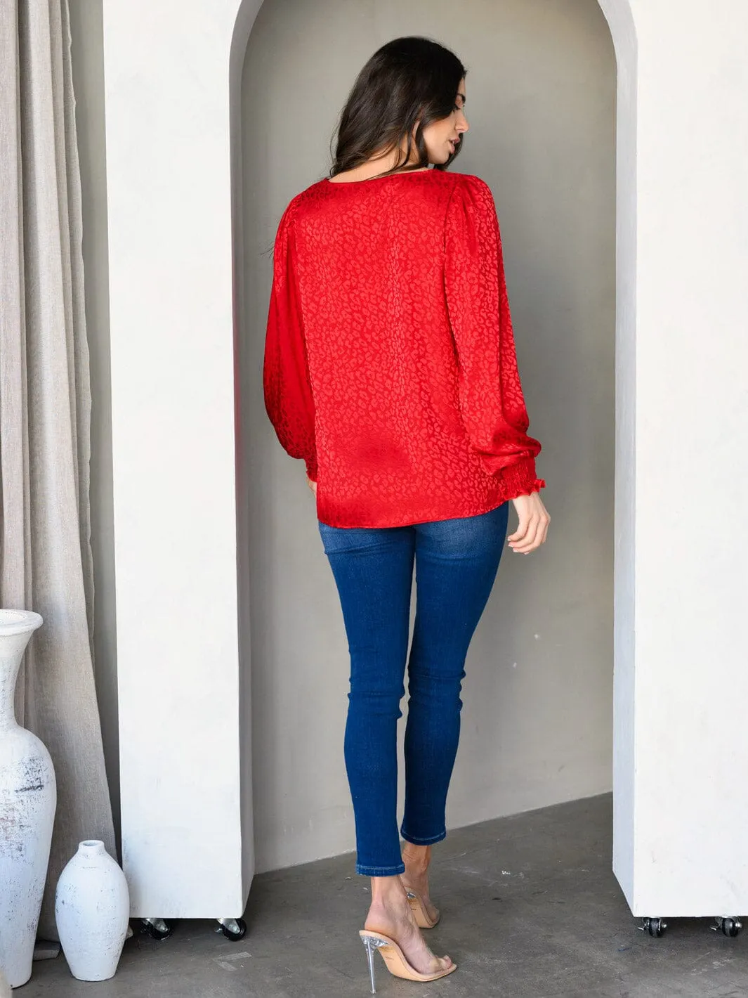 WOMEN'S LONG SLEEVE ANIMAL PRINT TUNIC TOP