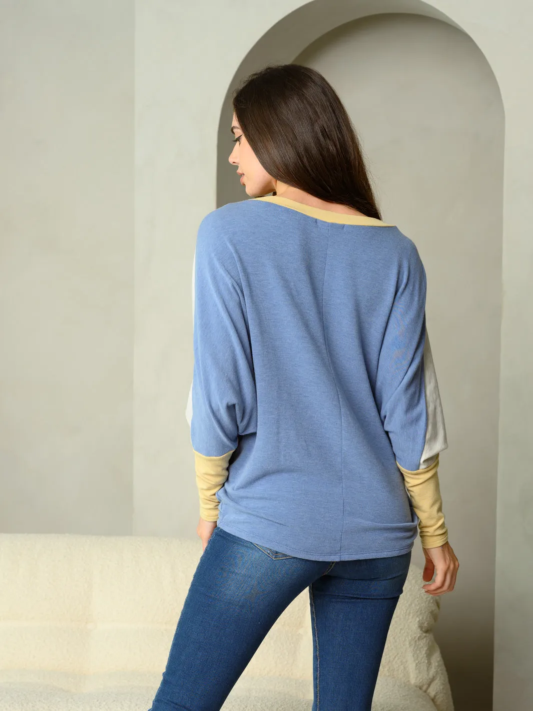 WOMEN'S LONG SLEEVE COLORBLOCK TUNIC TOP