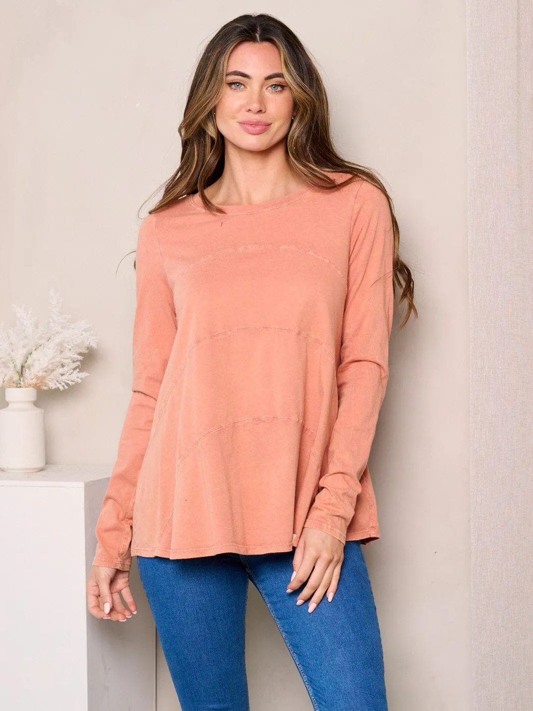WOMEN'S LONG SLEEVES TIERED LOOSE FIT TOP