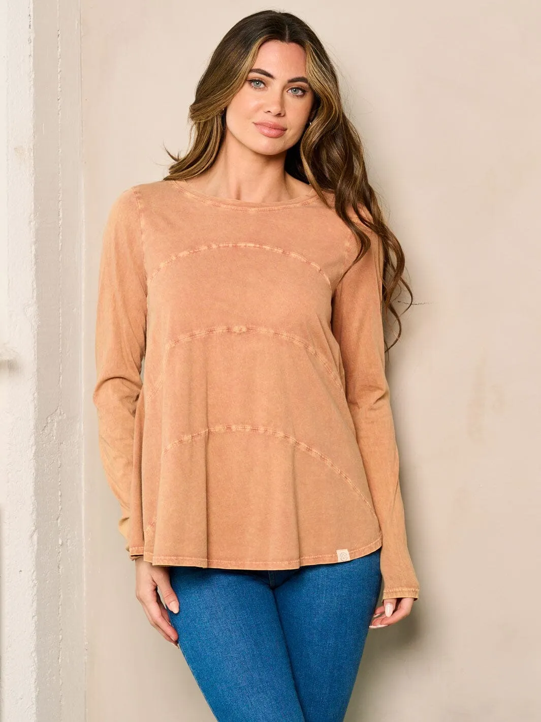 WOMEN'S LONG SLEEVES TIERED LOOSE FIT TOP