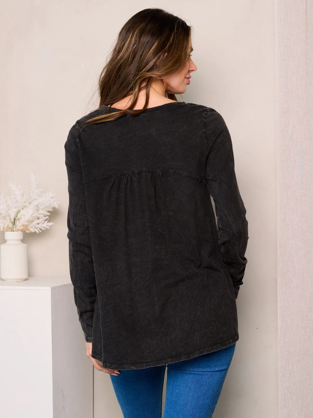 WOMEN'S LONG SLEEVES TIERED LOOSE FIT TOP