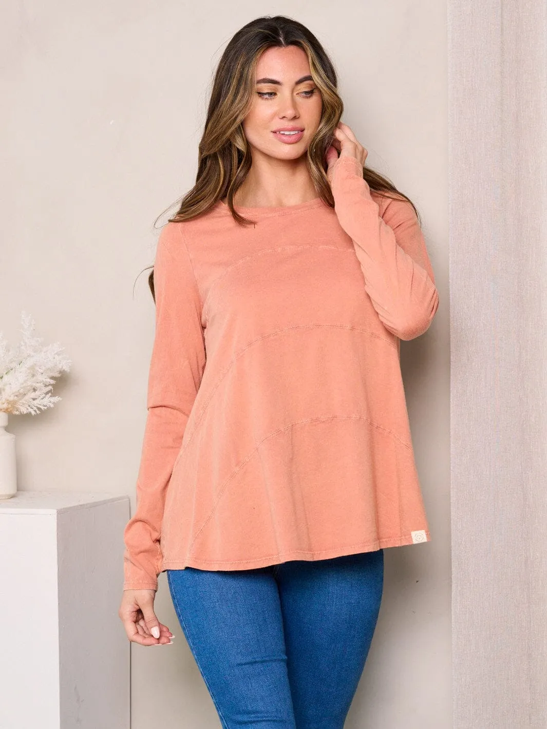 WOMEN'S LONG SLEEVES TIERED LOOSE FIT TOP