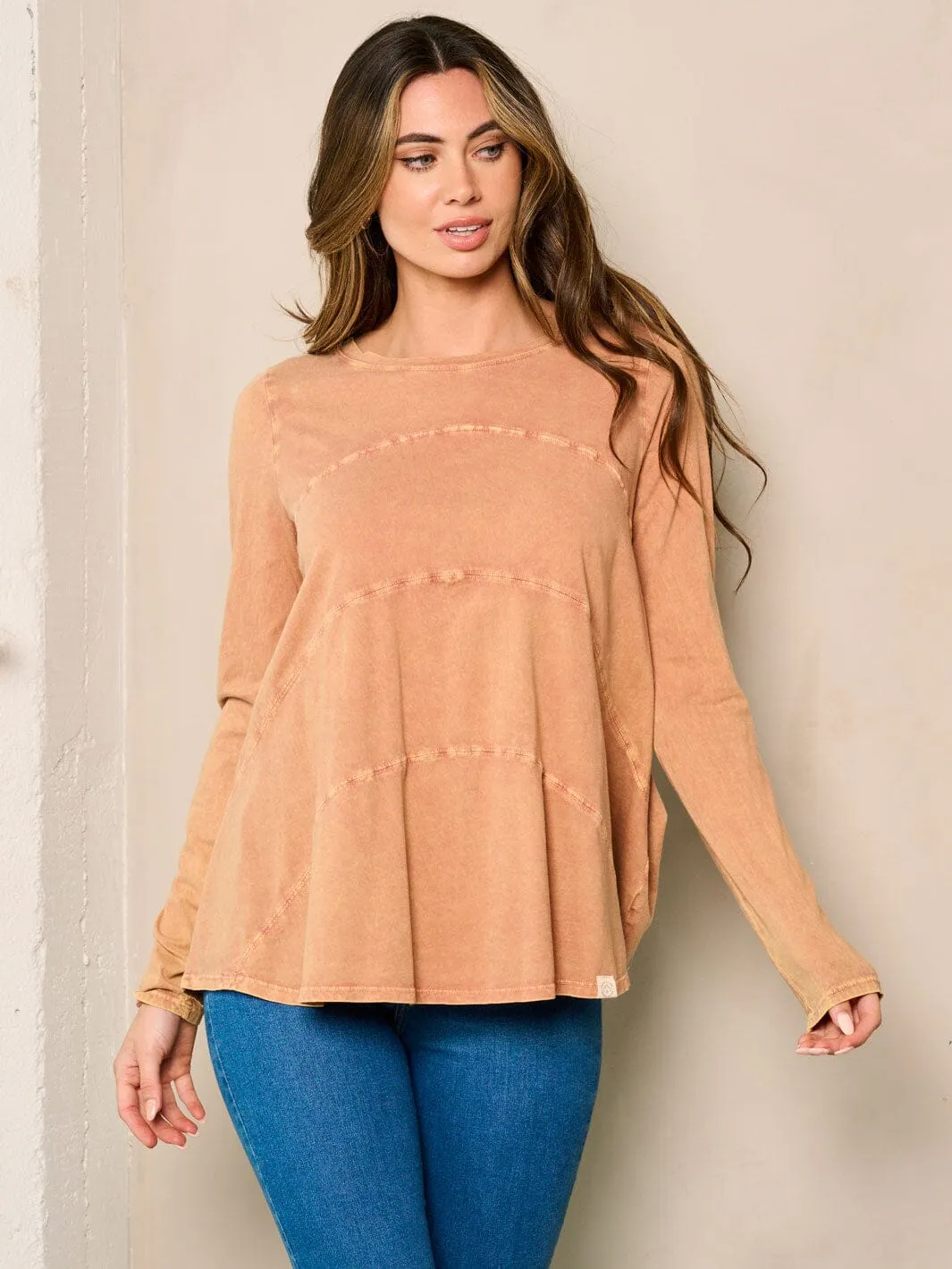 WOMEN'S LONG SLEEVES TIERED LOOSE FIT TOP