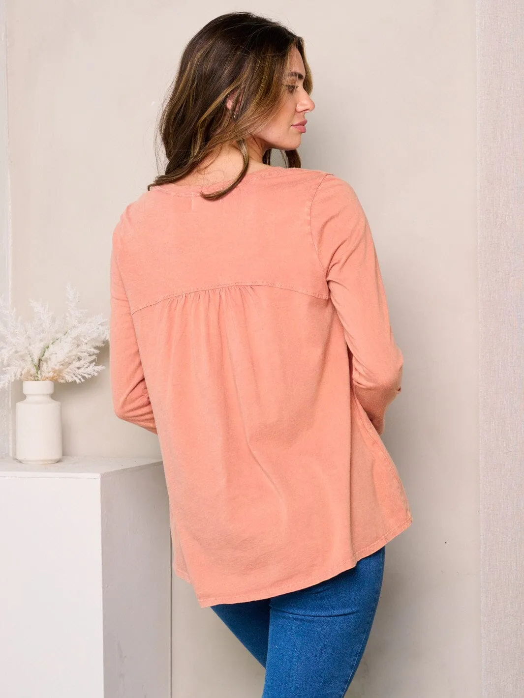 WOMEN'S LONG SLEEVES TIERED LOOSE FIT TOP