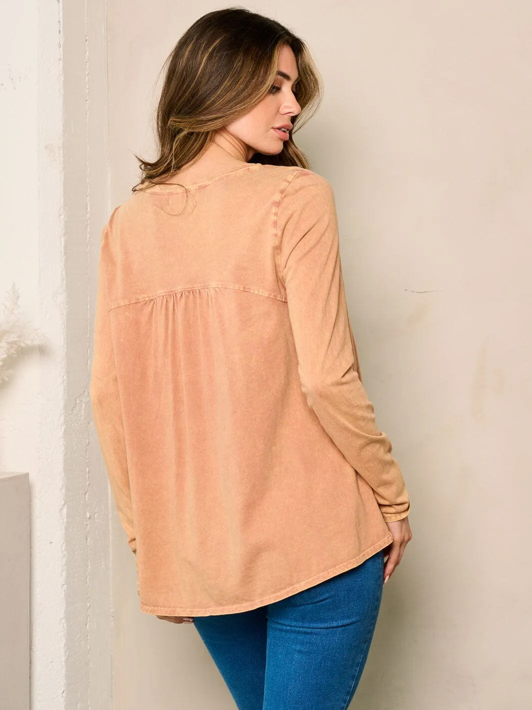 WOMEN'S LONG SLEEVES TIERED LOOSE FIT TOP