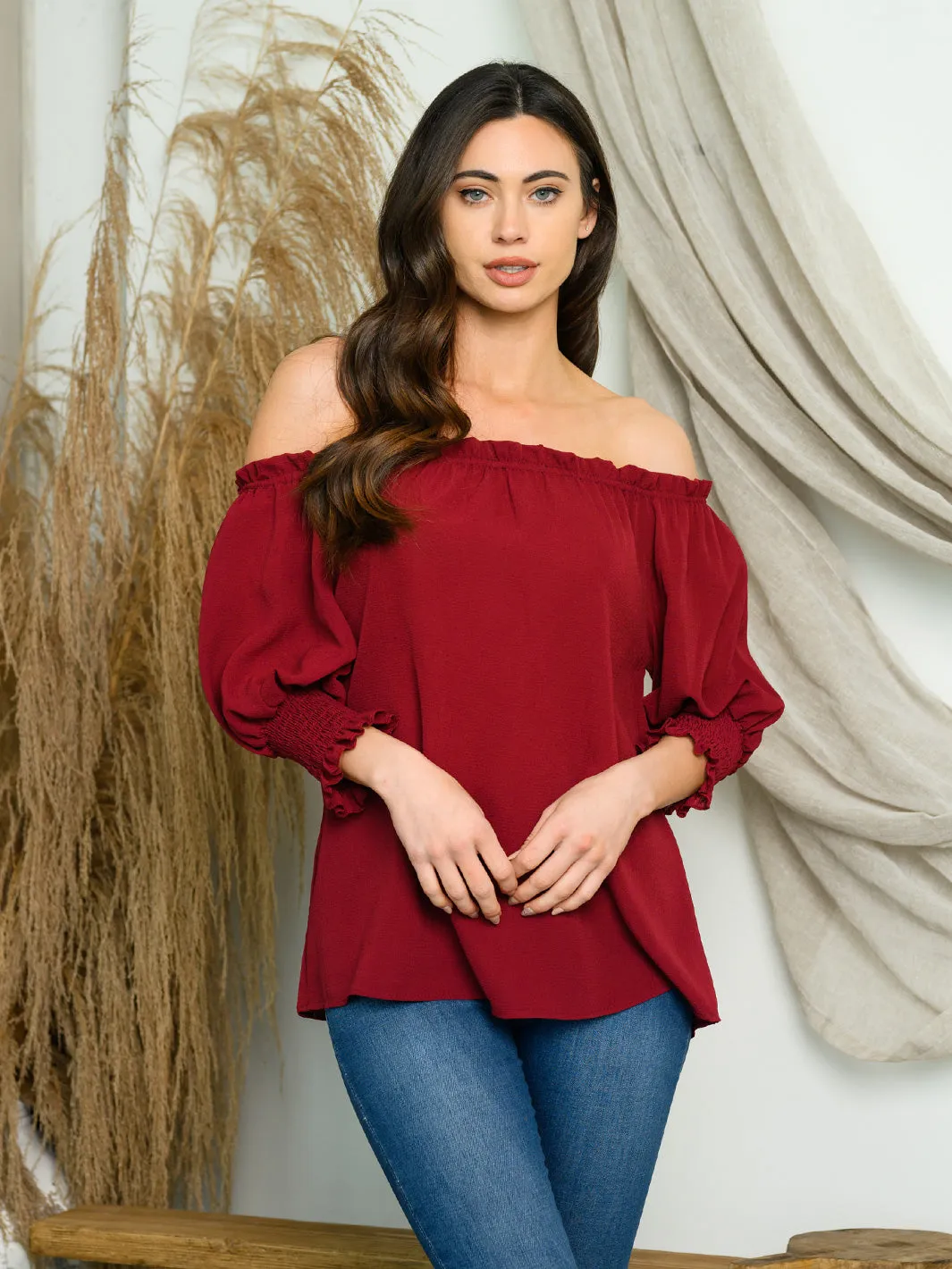 WOMEN'S OFF SHOULDER SHORT SLEEVE TOP