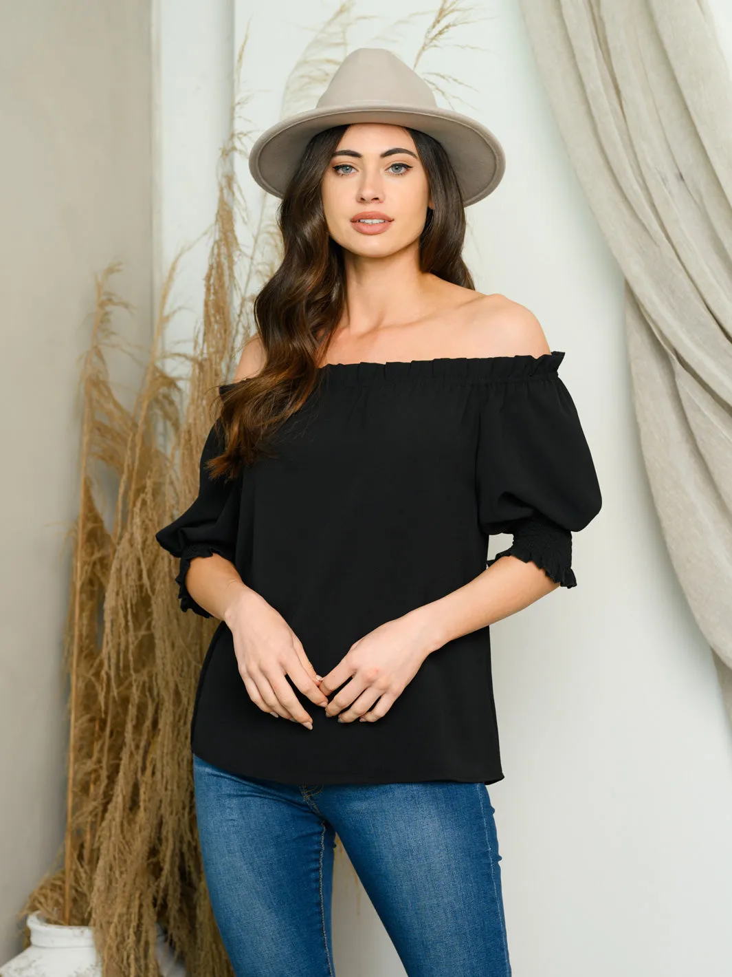 WOMEN'S OFF SHOULDER SHORT SLEEVE TOP