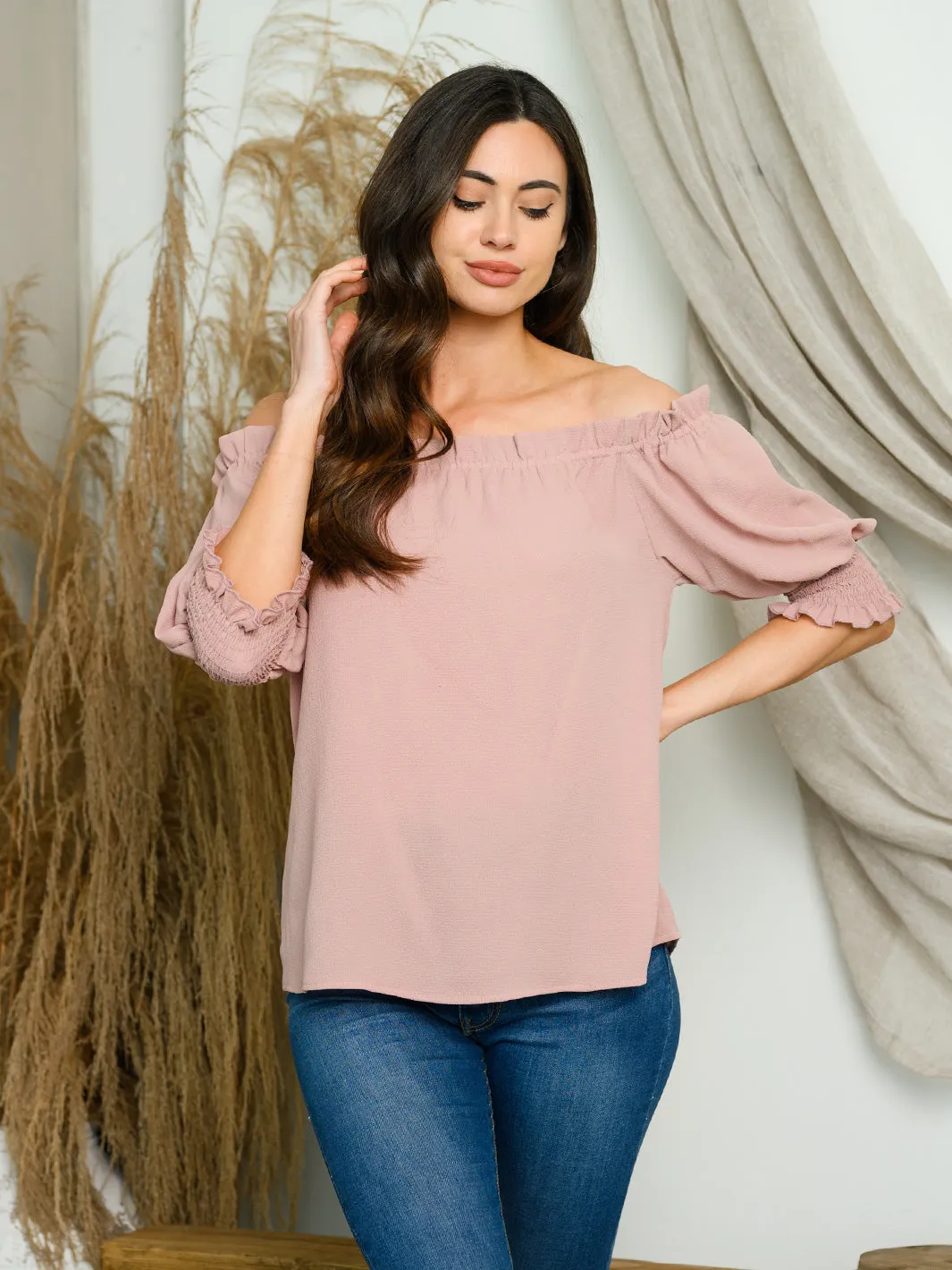 WOMEN'S OFF SHOULDER SHORT SLEEVE TOP