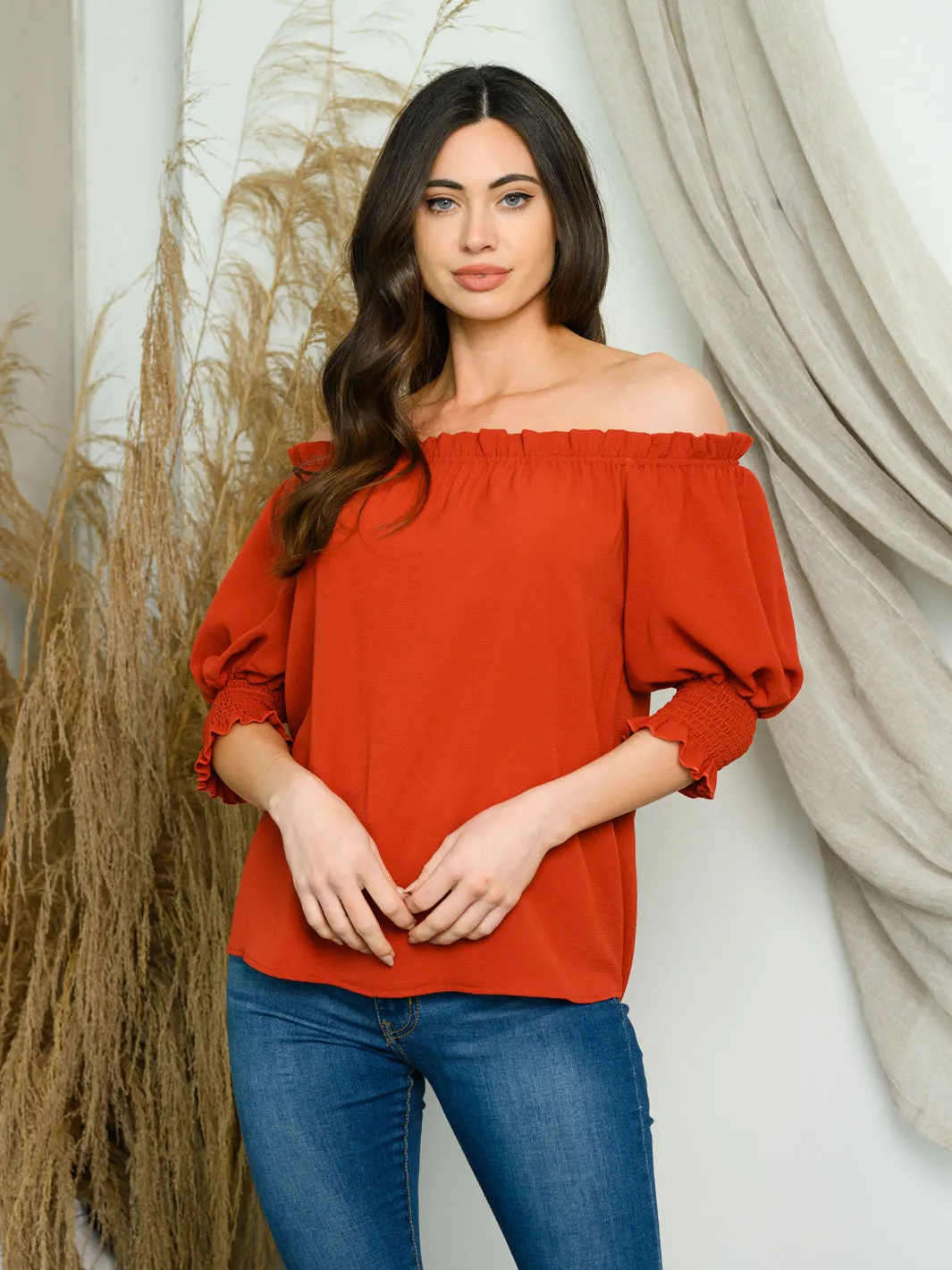 WOMEN'S OFF SHOULDER SHORT SLEEVE TOP