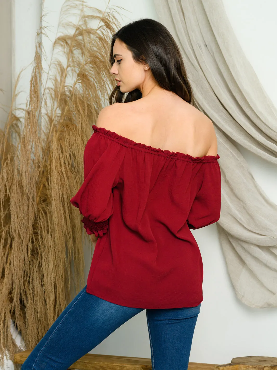 WOMEN'S OFF SHOULDER SHORT SLEEVE TOP