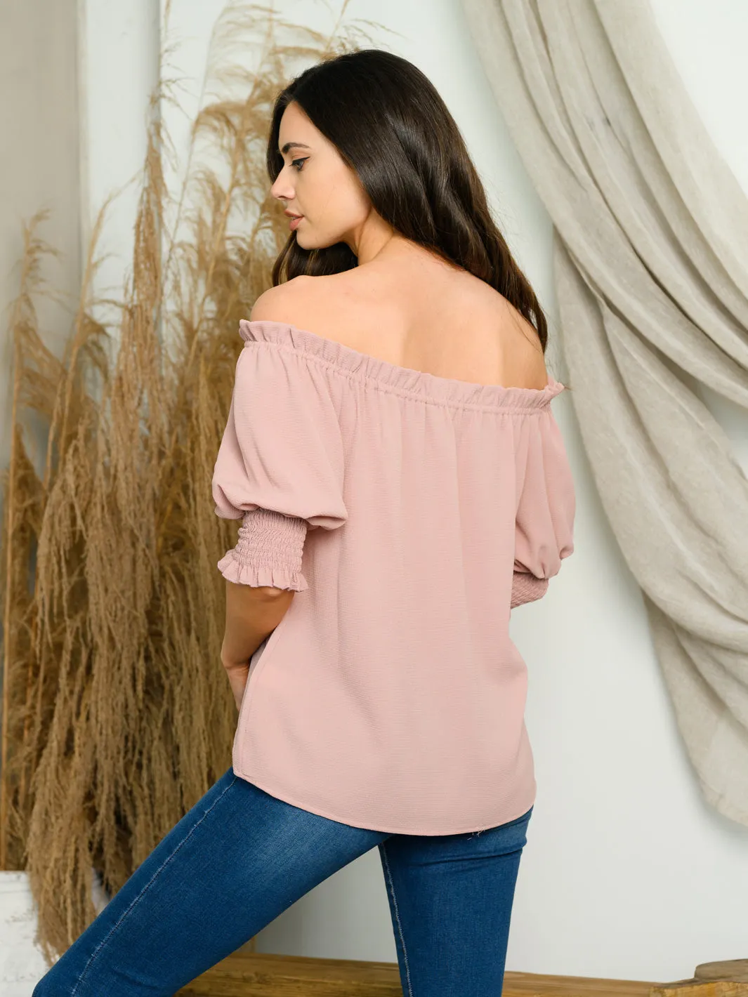 WOMEN'S OFF SHOULDER SHORT SLEEVE TOP