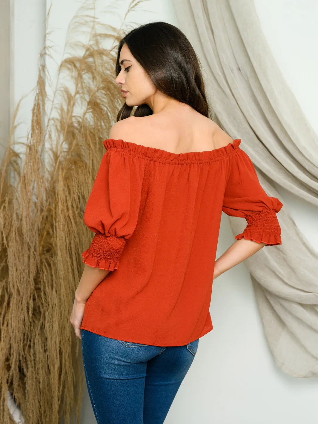 WOMEN'S OFF SHOULDER SHORT SLEEVE TOP