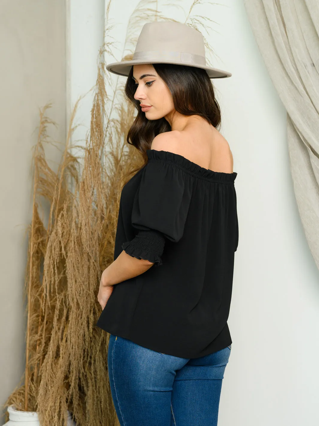 WOMEN'S OFF SHOULDER SHORT SLEEVE TOP