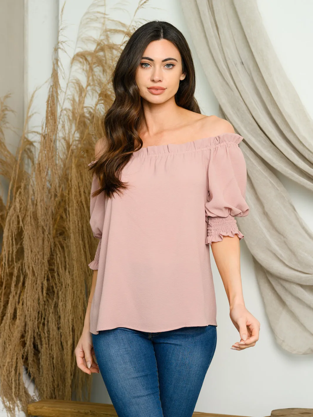 WOMEN'S OFF SHOULDER SHORT SLEEVE TOP
