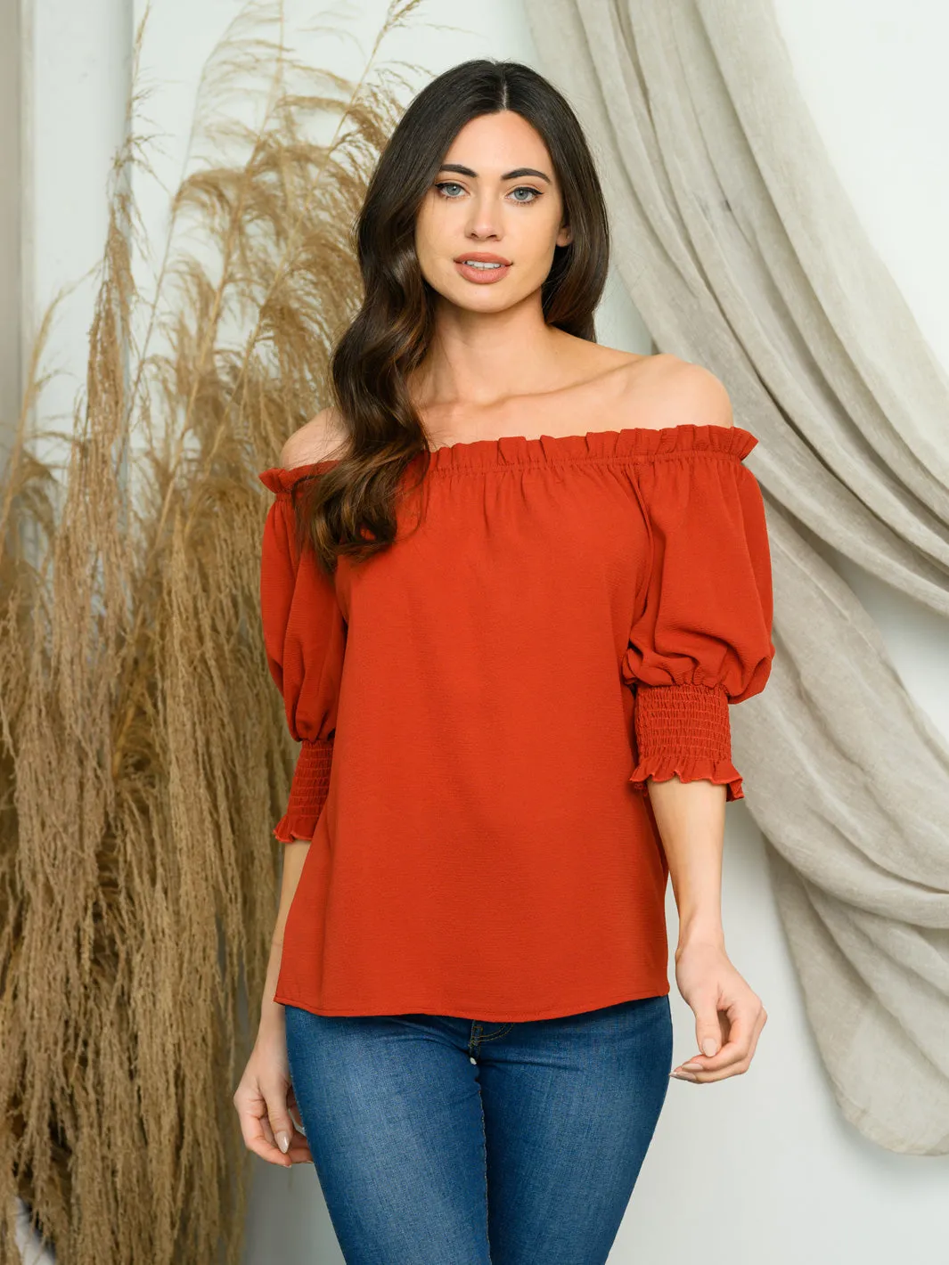 WOMEN'S OFF SHOULDER SHORT SLEEVE TOP