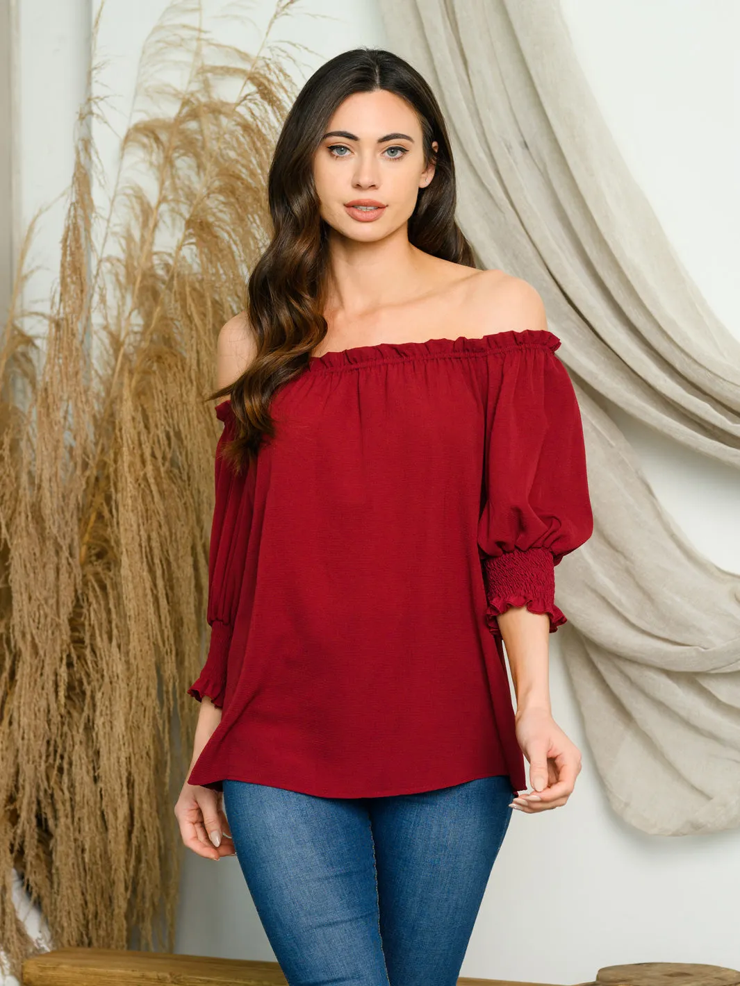 WOMEN'S OFF SHOULDER SHORT SLEEVE TOP