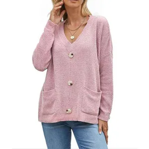 Women's Open Front Cardigan Sweaters Fashion Button Down Cable Kint Chunky Outwear Winter Coats K177
