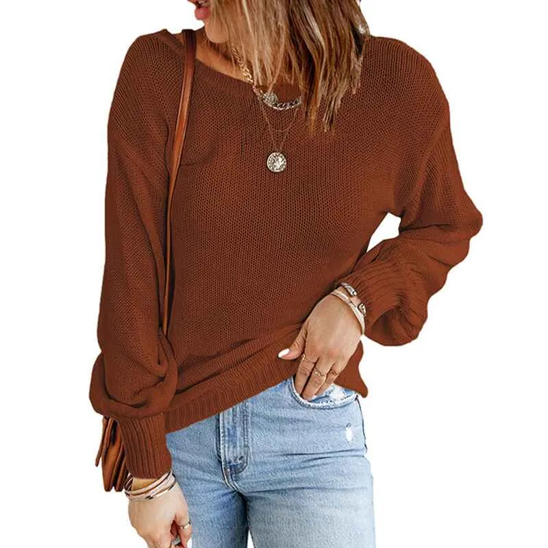 Womens Oversized Sweaters Winter Sexy Open Back Pullover Sweater Chunky Cable Knit Tops K174