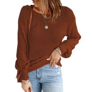 Womens Oversized Sweaters Winter Sexy Open Back Pullover Sweater Chunky Cable Knit Tops K174