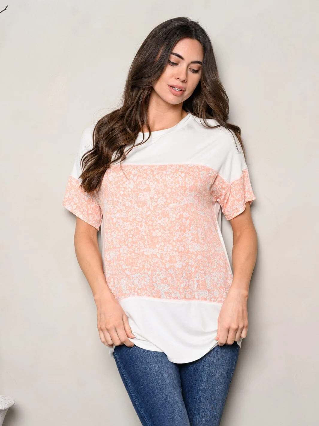 WOMEN'S SHORT SLEEVE COLORBLOCK TOP