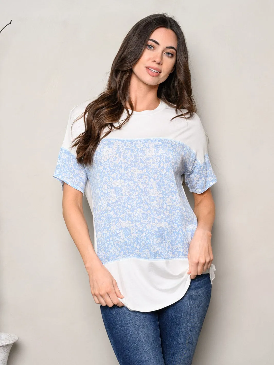 WOMEN'S SHORT SLEEVE COLORBLOCK TOP