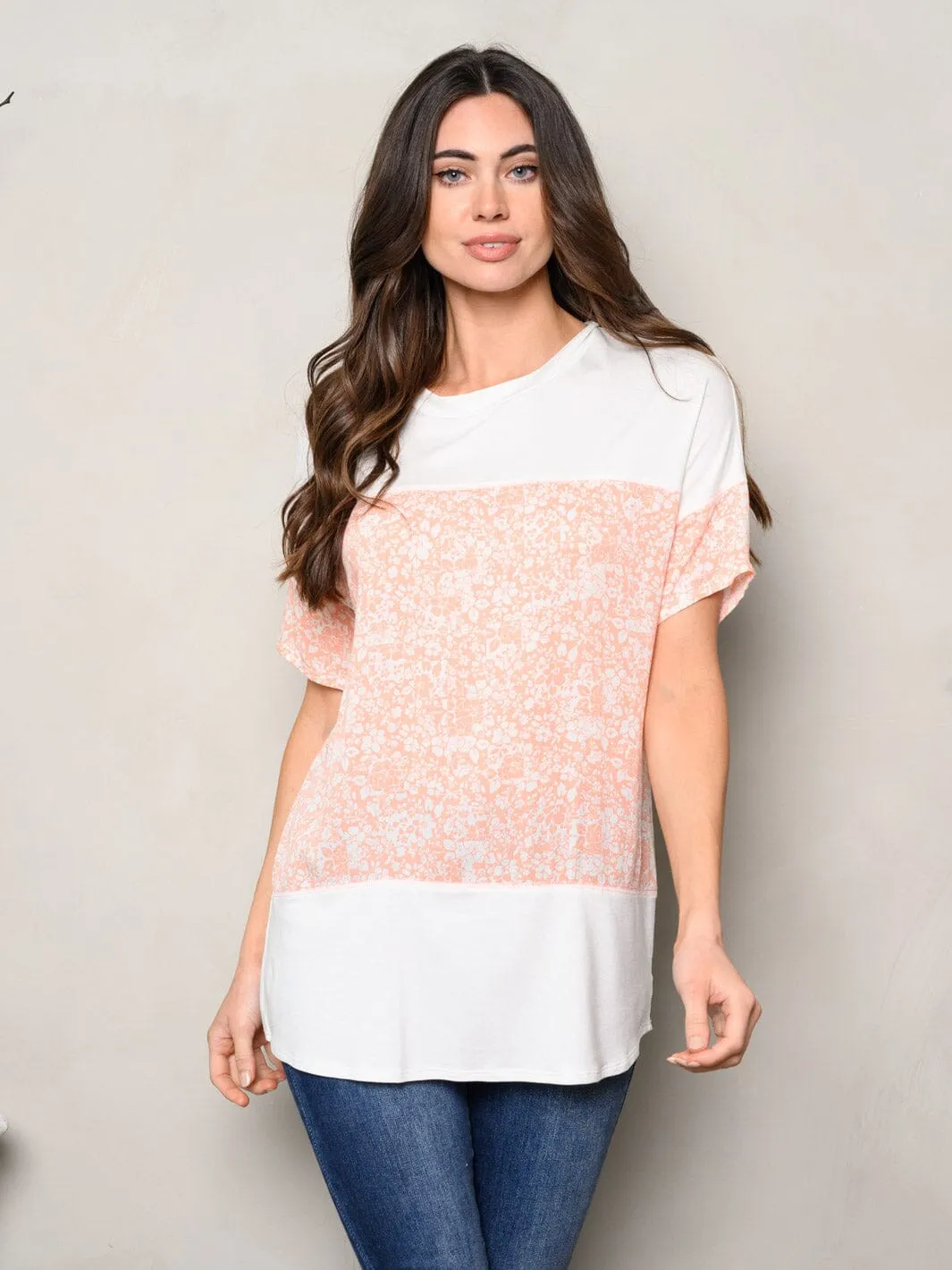 WOMEN'S SHORT SLEEVE COLORBLOCK TOP